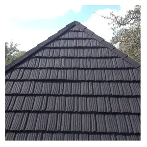 High Quality China Wood Grain Stone Coated Roofing Tiles Waterproof Metal Tiles For Apartment Plain Roof Application