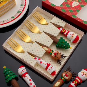 Grand ensemble de cuillère et fourchette en or pour sapin de Noël cuillère à café en acier inoxydable fourchette à <span class=keywords><strong>thé</strong></span> 2pcs 4pcs ensemble de couverts avec boîte cadeau - Product Image 3