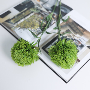 Green Carnation Pom Pom Artificial Flowers Plastic Natural Touch Home Decor Wedding Props - Product Image 4
