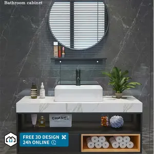 Zeitgenössisches Sperrholz Custom Wandbehang Schrank Badezimmers chränke Beleuchtung mit Waschbecken Modern YQ003