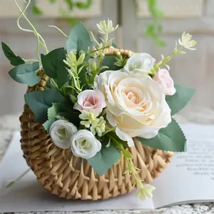 Salice <span class=keywords><strong>in</strong></span> Rattan tessuto cesto di <span class=keywords><strong>vimini</strong></span> mezza luna di stoccaggio con manico robusto piccolo cesto di fiori contenitore per Picnic - Product Image 4