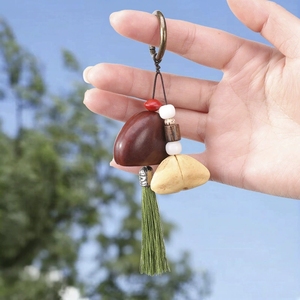 Wholesale Handcrafted Plant Fruit Shell Key Ring Pendant <b>Wind</b> <b>Chime</b> Retro Copper Loop Bodhi Bead Hanging Decor - Product Image 3