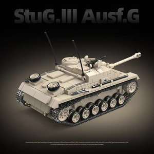 100307 สำหรับเด็กผู้ชาย LESHOW รถถังเยอรมัน Stug III สมัยสงครามโลกครั้งที่ 2 ทำจากพลาสติก ABS ของเล่นประกอบรูปทหาร อาวุธปืนขนาดเล็ก ของเล่นก่อสร้างและ DIY - Product Image 2