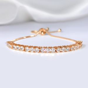Fashion <b>Bracelet</b> Jewelry Sparkle CZ Zircon <b>Drawstring</b> 18K Gold Plated Trendy Tennis Chain <b>Bracelet</b> for Women - Product Image 6