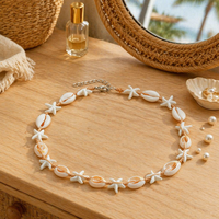 Collier Minimaliste Tressé en Corde Style Hawaïen avec Étoile de Mer et Coquillages pour Femme, Vente en Gros Direct Usine, Accessoire de Mode pour Vacances à la Plage