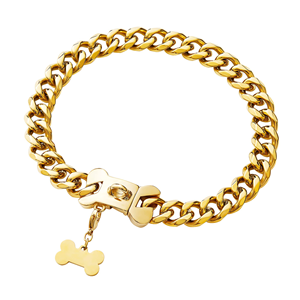 32mm Stainless Steel Chunky Dog Cuban Chain Plated 18k Silver Gold Solid Pet <b>Collar</b> and Leash High Quality Dog Chain <b>Collar</b> - Product Image 2