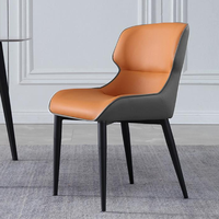 Chaise de salle à manger nordique moderne à dossier haut avec structure en fer et revêtement en similicuir pour cuisine, maison et hôtel - Conception stable et durable
