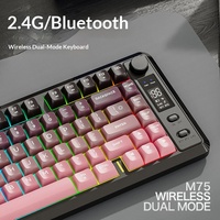 Clavier sans fil optique FreeWolf M75, double mode, non mécanique, avec touches PBT, rechargeable, portable, USB-C, pour le jeu, utilisation mini