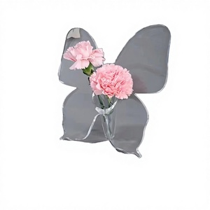 Versatile <b>Mini</b> 3D Floral Art Deco Eco-friendly Transparent Acrylic Butterfly Tabletop <b>Vase</b> Centerpiece Home Decor Rectangle - Product Image 3