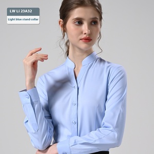 <span class=keywords><strong>Camicia</strong></span> <span class=keywords><strong>classica</strong></span> da <span class=keywords><strong>donna</strong></span> con bottoni bianchi da lavoro in tinta unita da lavoro formale camicie da <span class=keywords><strong>donna</strong></span> a maniche lunghe - Product Image 3
