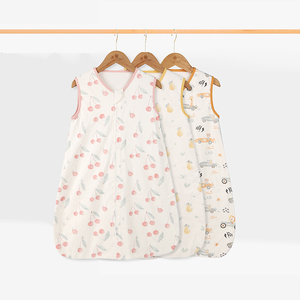 Sac de couchage bébé <span class=keywords><strong>1</strong></span>,5 <span class=keywords><strong>Tog</strong></span> en coton imprimé sans manches avec fermeture éclair, couverture portable pour nouveau-né, vente en gros - Product Image 2