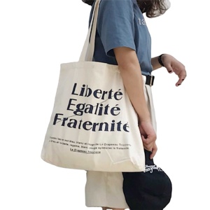 Customized Logo Canvas Cotton Tote Bag High Quality Eco-Friendly Reusable Shopping Bag Zipper Closure Rope Ribbon Multi-Use - Product Image 1