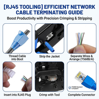 Kit d'outils de sertissage RJ45 8P8C 6P6C avec testeur de câble, coupe-câble, dénudeur, fiches RJ45 Cat5e Cat6 et capuchons RJ45