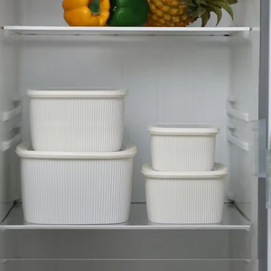 Juego de Recipientes Herméticos Apilables de Plástico para Alimentos, Recipientes Verticales Acanalados a Prueba de Fugas para Almacenamiento en la Cocina - Product Image 4