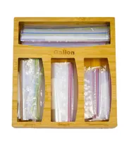 Bambu gıda saklama çantası organizatör tutucular, 4 adet bambu mutfak çekmecesi kilitli torba saklama kutusu mıknatıs kapağı ile