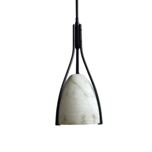 Lámpara Colgante de Mármol Ovalada E27 LED de Una Sola Cabeza Negra para Sala de Estar y Dormitorio - Product Image 5