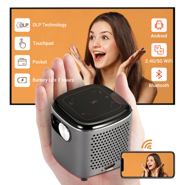 Hotack OEM ODM D048B Portable Smart WiFi Android Full HD 1080P LED DLP Video Mini Projector