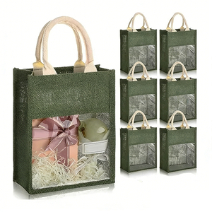 <span class=keywords><strong>Sac</strong></span> <span class=keywords><strong>en</strong></span> <span class=keywords><strong>jute</strong></span> vert <span class=keywords><strong>personnalisé</strong></span> avec fenêtre pour emballage <span class=keywords><strong>de</strong></span> sacs à main, cadeaux <span class=keywords><strong>de</strong></span> festival, souvenirs, vente <span class=keywords><strong>en</strong></span> gros - Product Image 1