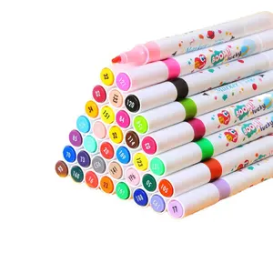 花式文具独特的柔和颜色卡哇伊荧光笔双尖毛笔艺术记号笔中国制造商品定制12种颜色