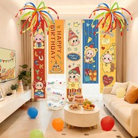 Décorations de fête pour le premier anniversaire de bébé : Ensemble de toile de fond numérique en carton KT à thème étoiles et personnages de dessins animés modernes