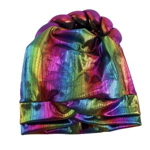 Beauty DesignHair African Metallique Turban Braid Beanie <b>Cap</b> Headwear Pre-Tied Stretchy Twisted Outdoor Fashion for Women - Product Image 5