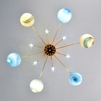 Lustre décoratif de nuit en verre et planète, lampes suspendues créatives pour magasin et chambre d'enfants JY8123