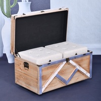 Ensemble de coffres de rangement en bois faits à la main de style européen (3 pièces) pour la décoration de la maison, les vêtements, les aliments, les jouets, l'organisation