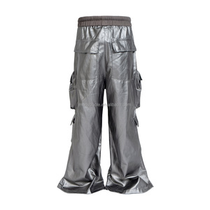 <span class=keywords><strong>Pantaloni</strong></span> da lavoro da strada 2024 americano <span class=keywords><strong>pantaloni</strong></span> a zampa larga a forma di finta pelle da uomo - Product Image 3