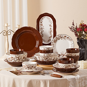 Vajilla de Cerámica Floral Retro <span class=keywords><strong>Romántica</strong></span> Francesa con un Diseño Magnífico para Comidas Familiares <span class=keywords><strong>y</strong></span> Cenas en Casa - Product Image 1