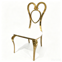 Chaises de dîner élégantes en forme de cœur, dossier blanc en PU, acier inoxydable, pour mariage
