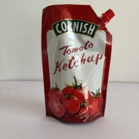 Support à ventouse pour sauce tomate, sachet de sauce liquide en plastique pour ketchup, sachet debout pour sauce tomate, sauce pizza, avec bec verseur