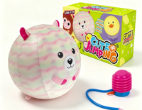 Ballon sauteur gonflable ours mignon 45 cm avec housse en peluche pour enfants, jouet rebondissant avec pompe manuelle pour activités intérieures et extérieures