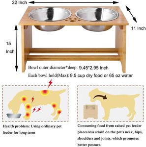Toptan fabrika kaynağı yükseltilmiş ahşap evcil hayvan besleme kasesi köpekler ve kediler için depolama ile şık standı - Product Image 2