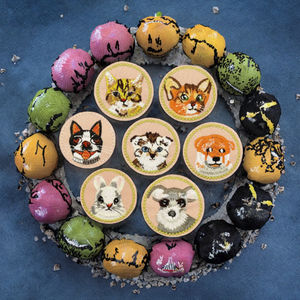 Handmade Cartoon Cute Dog and <b>Cat</b> Embroidered PVC Iron-On Star Round Decorative Fabric Patches - Product Image 3