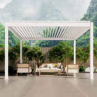 Pergola mit Verstellbarem Lamellendach Wasserdichter Motorisierter Pavillon Gartenlaube aus Pulverbeschichtetem Aluminium Modern Anpassbar für Außenbereich und Balkon
