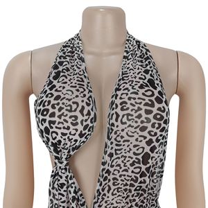 2025 nuovi arrivi tutina senza schienale in tessuto ghepardo elasticizzato da donna pantaloni svasati Sexy eleganti scollo a v profondo da festa - Product Image 5