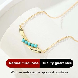 Collar de turquesa geométrico romántico chapado en oro de 18 quilates y plata S925 diseño de cadena de eslabones minimalista Unisex para regalo - Product Image 2