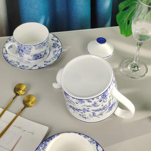 Nouvelle série D nordique, service à thé en porcelaine bleue, service à thé en céramique artisanal - Product Image 6
