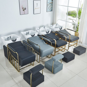 Chaise de shampooing noire de style moderne pour salon de beauté et salon de coiffure avec lavabo de massage et de lavage - Product Image 4