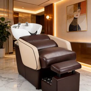Lit de lavage semi-inclinable pour salon de coiffure, idéal pour les soins et le rinçage des cheveux, spécialisant les salons de beauté et de coiffure. - Product Image 4