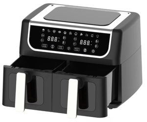 Vendita calda nuovi elettrodomestici da cucina rivestimento antiaderente doppio cestello <span class=keywords><strong>friggitrice</strong></span> 8 <span class=keywords><strong>litri</strong></span> doppia zona <span class=keywords><strong>2</strong></span> cestello a vapore <span class=keywords><strong>friggitrice</strong></span> ad aria - Product Image 3