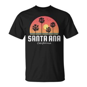 Camiseta Retro de Santa Ana, California, con Diseño de Atardecer, Unisex, Cuello Redondo, Manga Corta, Promocional - Product Image 1