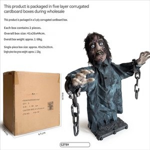 Nouveautés Halloween : <span class=keywords><strong>Zombie</strong></span> demi-corps oscillant avec chaînes en fer, capteur sonore électrique, accessoire de décoration d'ambiance d'horreur, style américain - Product Image 2