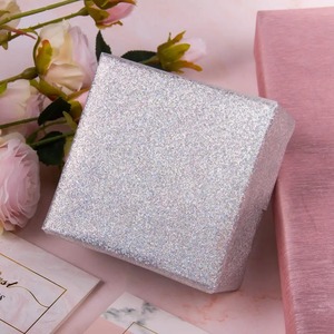 Ladies Are Sweet Glitter Eco-Friendly Recyclable Gift Box Set <b>Silver</b> Metallic Art <b>Paper</b> Black Ribbon Logo Label for Craft Use - Product Image 3