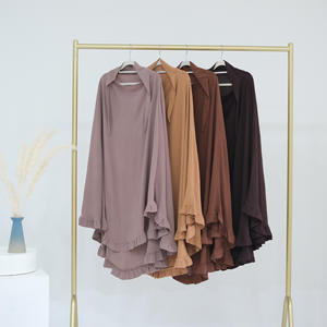 2024 kadın Ruffled uzun krep Khimar Abayas bir boyut islam müslüman namaz başörtüsü şal Niqab hediye - Product Image 3