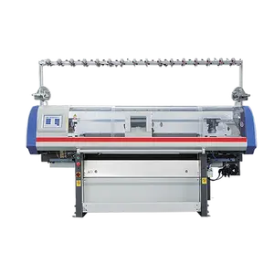 Sweter terkomputerisasi kerah Double Carriage 3 sistem kerah mesin rajut Flat Bed komputer di Tiongkok untuk sweter sekolah