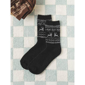 Calcetines de dormir de punto nórdico para hombre Monfoot diario antideslizante transpirable negro rojo marrón puntos invierno puño inferior bambú poliéster - Product Image 1