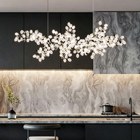 Lustre moderne en verre dépoli, luminaire suspendu LED à branches courbées sur mesure pour hall d'hôtel, escalier, éclairage commercial