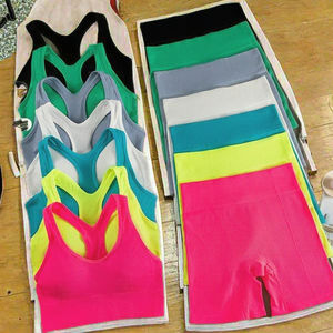 Conjunto Deportivo para Mujer con Estampado Sólido, Transpirable, Top Corto, Shorts, Leggings y Sujetador Deportivo, Cintura Elástica con Cierre Frontal y Logotipo - Product Image 2