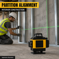 Niveau laser vert 4D industriel 16 lignes avec batterie au lithium, auto-nivelant 360° pour la construction